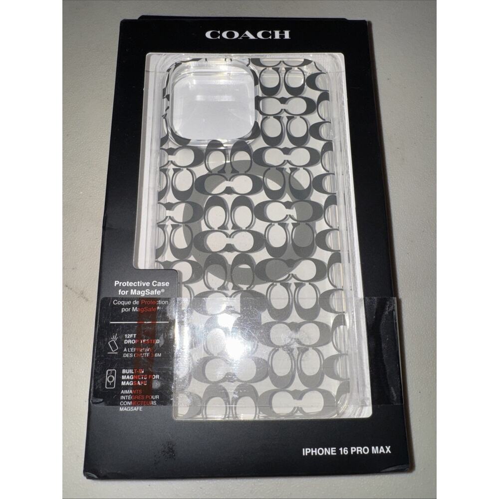 Coach MagSafe Case for iPhone 16 Pro Max Clear Black Logo Magnetic Drop Tested